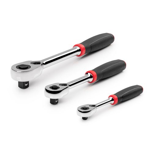 Main product image of 1/4, 3/8, 1/2" Drive Quick-Release Comfort Grip Ratchet Set, 3-Piece (6, 8, 10-1/2")