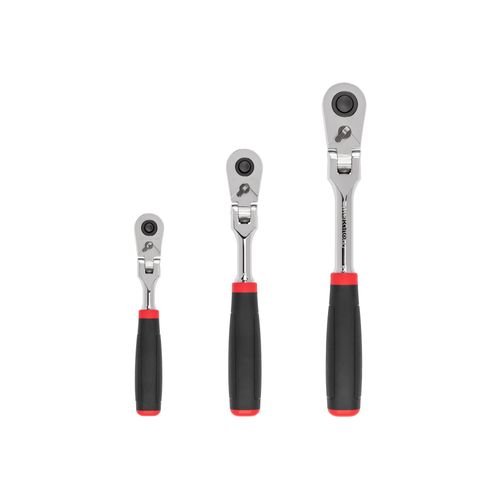 Main product image of 1/4, 3/8, 1/2" Drive Flex Head Quick-Release Comfort Grip Ratchet Set, 3-Piece (6, 8, 10-1/2")