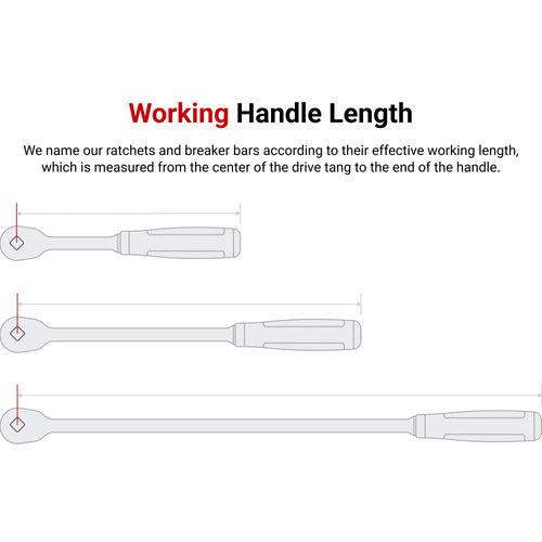 Main product image of 1/4, 3/8, 1/2" Drive Flex Head Comfort Grip Ratchet Set, 3-Piece (6, 8, 10-1/2")