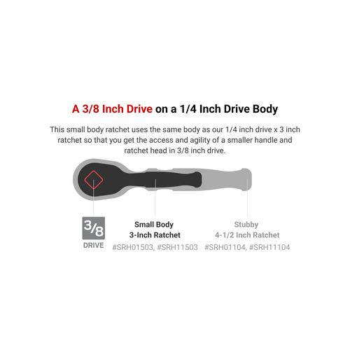 Main product image of 3/8" Drive Quick-Release Small Body Ratchet Set, 3-Piece (3, 6", 6" flex)