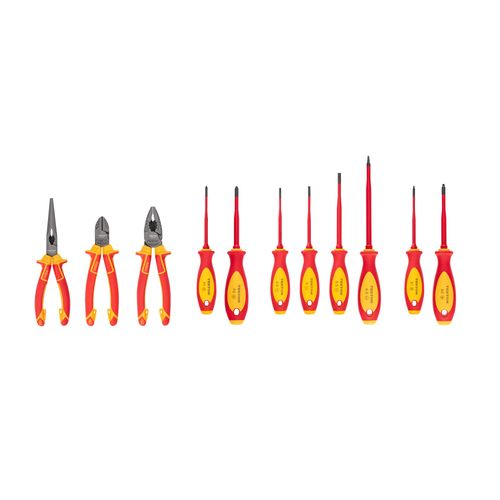 Main product image of Insulated Phillips, Slotted, Square Drivers and Pliers Set, 11-Piece (Combination, Long Nose, Diagonal Cutting)
