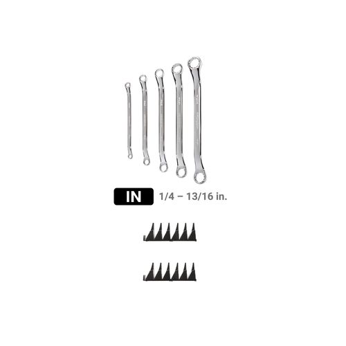 Main product image of 45-Degree Offset Box End Wrench Set with Modular Wrench Organizer, 5-Piece (1/4-13/16")