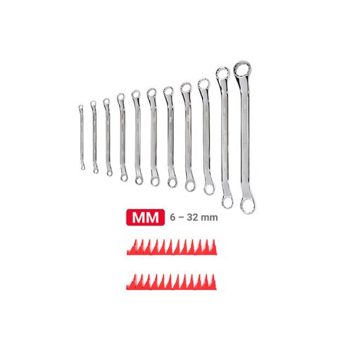 Main product image of 45-Degree Offset Box End Wrench Set with Modular Wrench Organizer, 11-Piece (6-32mm)