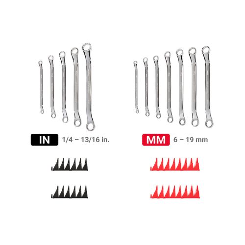 Main product image of 45-Degree Offset Box End Wrench Set with Modular Wrench Organizer, 12-Piece (1/4-13/16", 6-19mm)