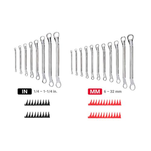 Main product image of 45-Degree Offset Box End Wrench Set with Modular Wrench Organizer, 19-Piece (1/4 - 1-1/4", 6-32mm)
