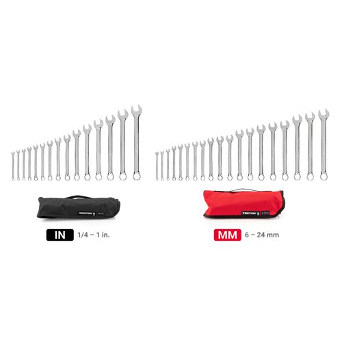 Main product image of Combination Wrench Set with Pouch, 34-Piece (1/4 - 1", 6 - 24mm)