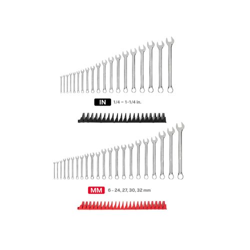 Main product image of Combination Wrench Set w/ Modular Organizers, 41-Piece (1/4"- 1-1/4", 6 - 32mm, Common Sizes)