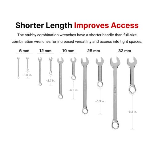 Main product image of Stubby Combination Wrench Set w/ Modular Organizers, 34-Piece (1/4"- 1", 6 - 24mm)