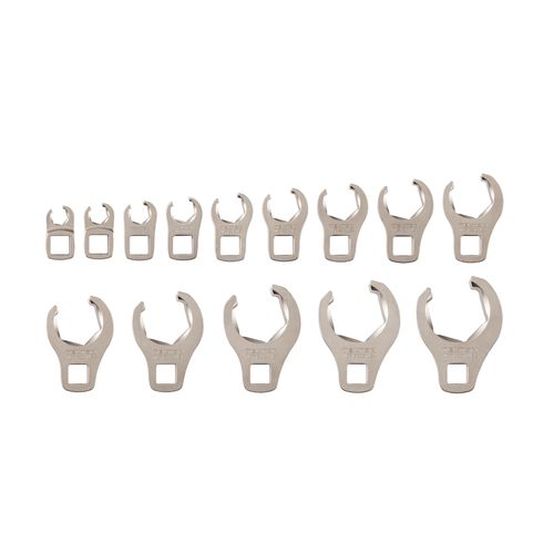 Main product image of 3/8" Drive 6-Point Flare Nut Crowfoot Wrench Set, 14-Piece (5/16 - 1-1/16")