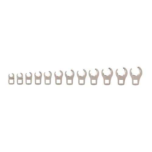 Main product image of 3/8" Drive 6-Point Flare Nut Crowfoot Wrench Set, 12-Piece (8-19mm)