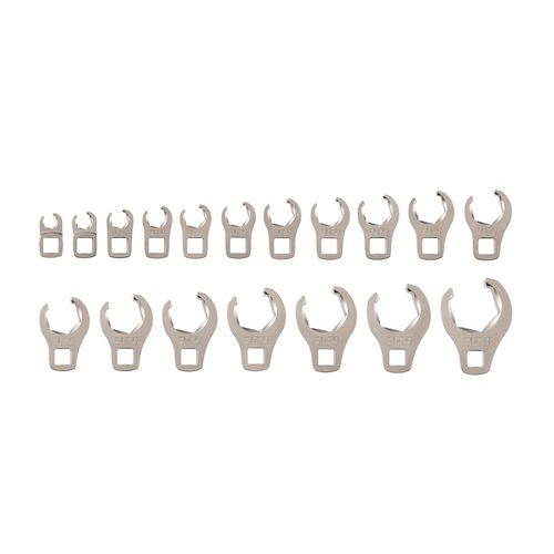 Main product image of 3/8" Drive 6-Point Flare Nut Crowfoot Wrench Set, 18-Piece (8-27mm)
