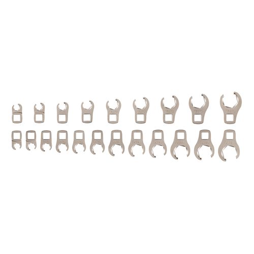 Main product image of 3/8" Drive 6-Point Flare Nut Crowfoot Wrench Set, 21-Piece (5/16-3/4", 8-19mm)
