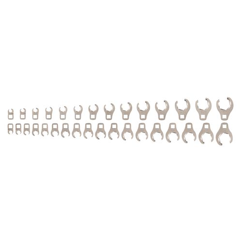 Main product image of 3/8" Drive 6-Point Flare Nut Crowfoot Wrench Set, 32-Piece (5/16 - 1-1/16", 8-27mm)