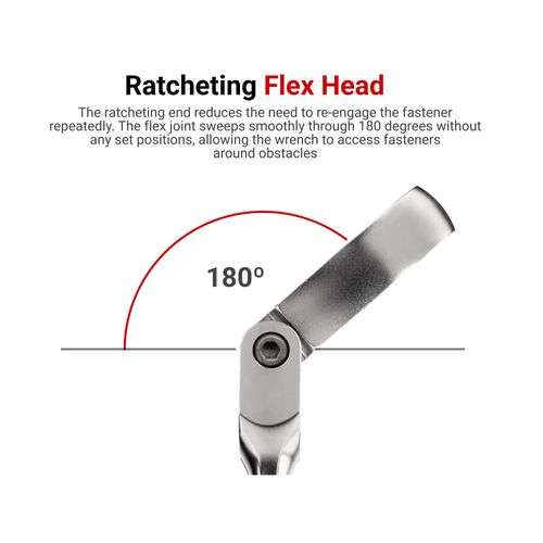 Main product image of 15/16" Long Fixed/Flex Head 12-Point Ratcheting Box End Wrench