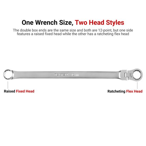Main product image of 24 mm Long Fixed/Flex Head 12-Point Ratcheting Box End Wrench