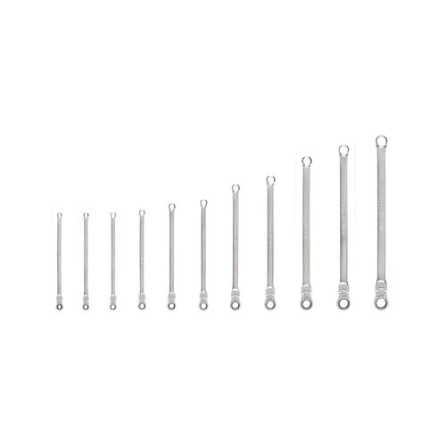 Main product image of Long Fixed/Flex Head 12-Point Ratcheting Box End Wrench Set, 11-Piece (1/4-3/4")
