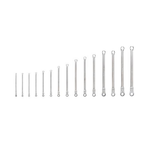 Main product image of Long Fixed/Flex Head 12-Point Ratcheting Box End Wrench Set, 15-Piece (1/4-1")