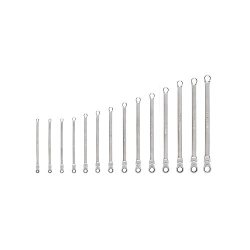 Main product image of Long Fixed/Flex Head 12-Point Ratcheting Box End Wrench Set, 14-Piece (6-19 mm)