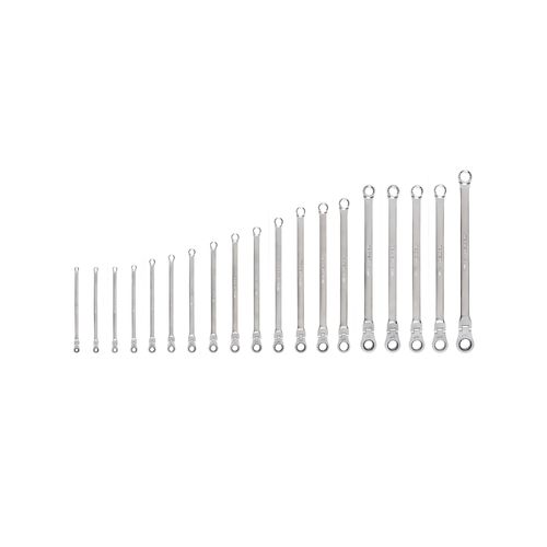 Main product image of Long Fixed/Flex Head 12-Point Ratcheting Box End Wrench Set, 19-Piece (6-24 mm)