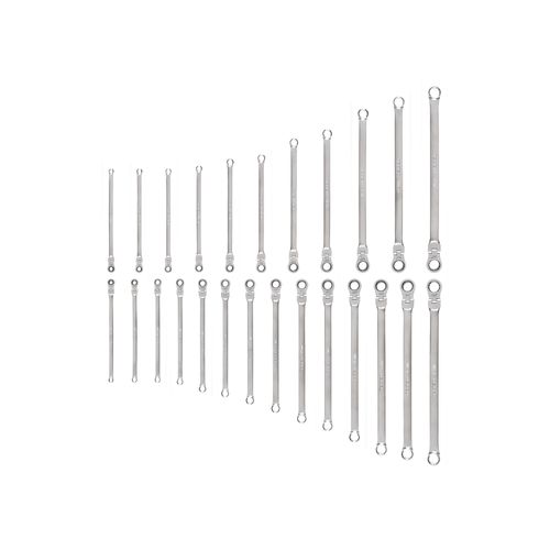 Main product image of Long Fixed/Flex Head 12-Point Ratcheting Box End Wrench Set, 25-Piece (1/4-3/4", 6-19 mm)