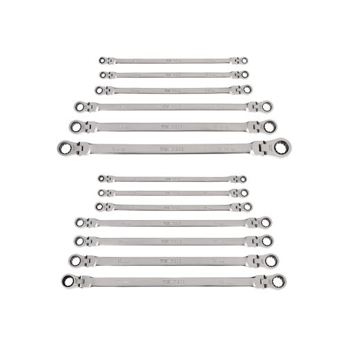 Main product image of Long Flex Head 12-Point Ratcheting Box End Wrench Set, 13-Piece (1/4-13/16", 6-19mm)
