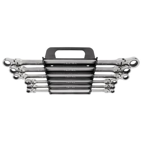 Main product image of Long Flex Head 12-Point Ratcheting Box End Wrench Set with Holder, 6-Piece (1/4-13/16")