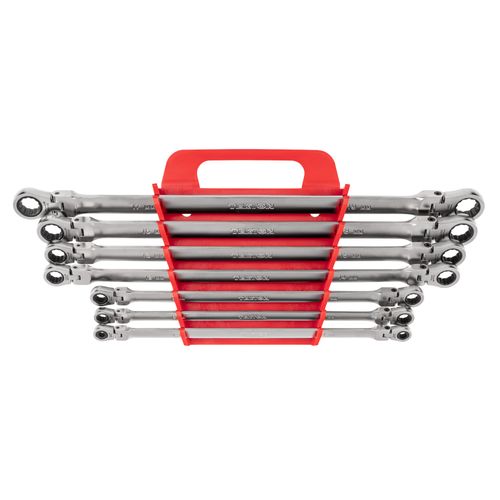 Main product image of Long Flex Head 12-Point Ratcheting Box End Wrench Set with Holder, 7-Piece (6-19mm)