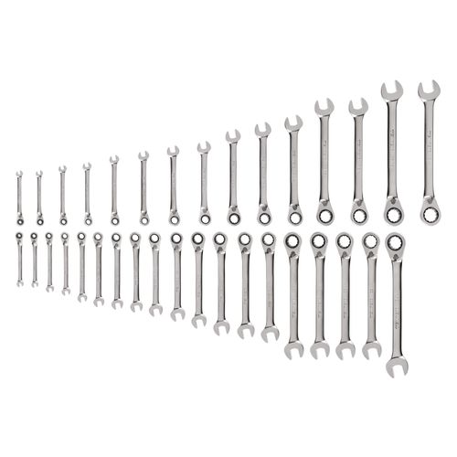 Main product image of Reversible 12-Point Ratcheting Combination Wrench Set, 34-Piece (1/4-1", 6-24mm)