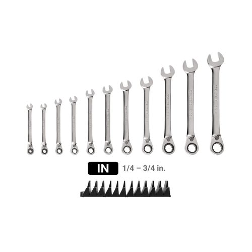 Main product image of Reversible 12-Point Ratcheting Combination Wrench Set with Modular Wrench Organizer, 11-Piece (1/4-3/4")