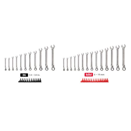 Main product image of Reversible 12-Point Ratcheting Combination Wrench Set with Modular Wrench Organizer, 25-Piece (1/4-3/4", 6-19mm)