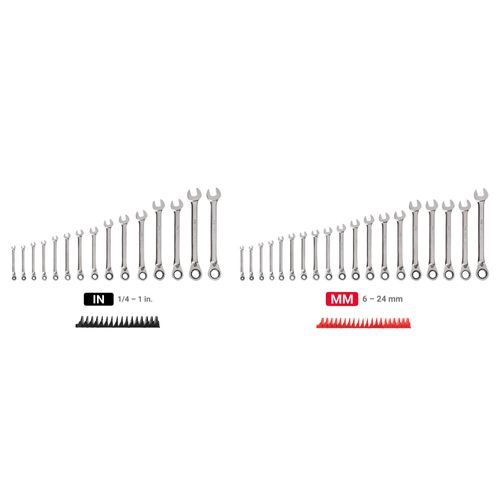 Main product image of Reversible 12-Point Ratcheting Combination Wrench Set with Modular Wrench Organizer, 34-Piece (1/4-1", 6-24mm)