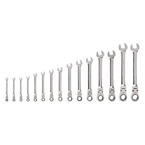 Main product image of Flex Head 12-Point Ratcheting Combination Wrench Set, 15-Piece (1/4-1")