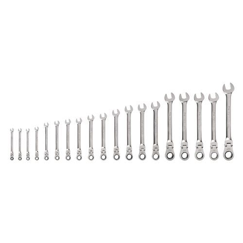 Main product image of Flex Head 12-Point Ratcheting Combination Wrench Set, 19-Piece (6-24mm)