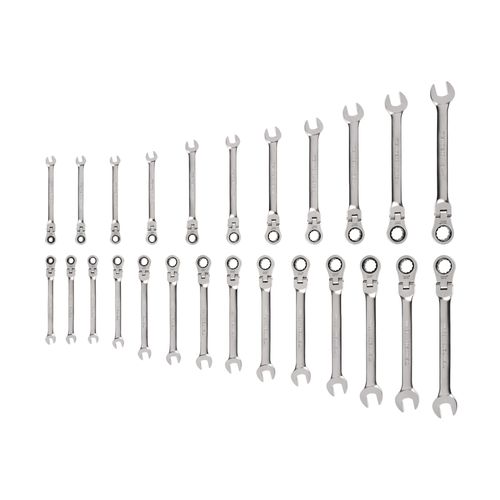 Main product image of Flex Head 12-Point Ratcheting Combination Wrench Set, 25-Piece (1/4-3/4", 6-19mm)