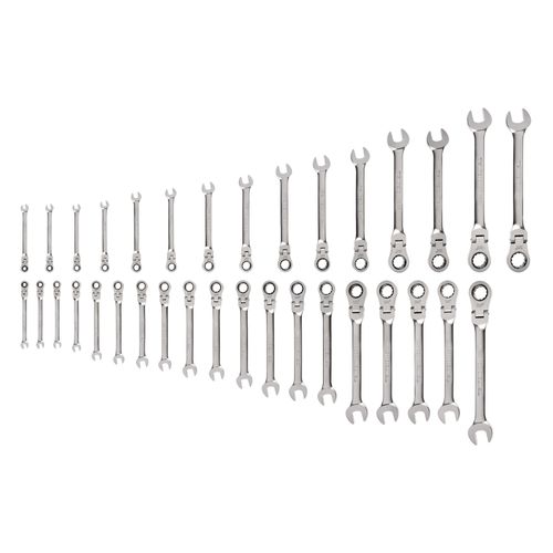 Main product image of Flex Head 12-Point Ratcheting Combination Wrench Set, 34-Piece (1/4-1", 6-24mm)