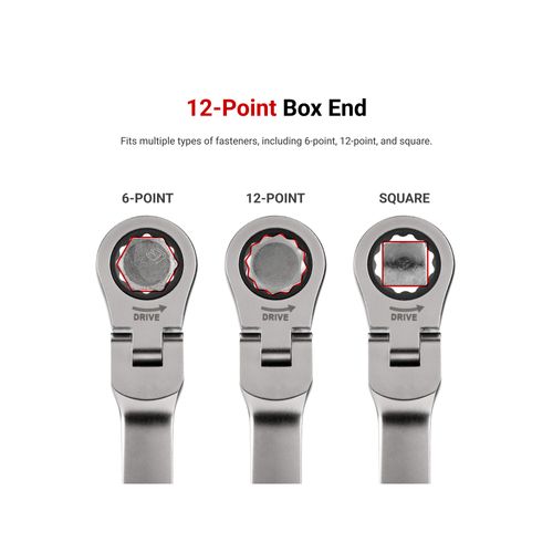 Main product image of Flex Head 12-Point Ratcheting Combination Wrench Set with Modular Wrench Organizer, 15-Piece (1/4-1")
