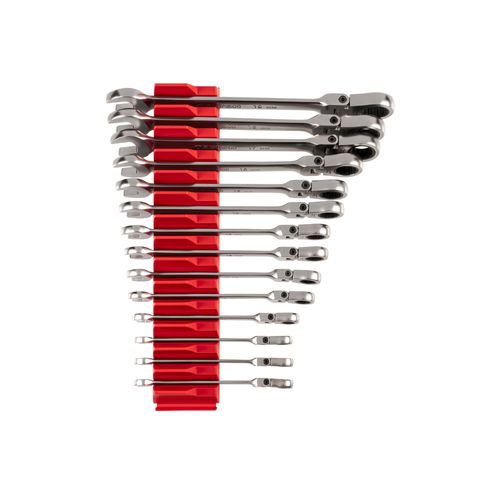 Main product image of Flex Head 12-Point Ratcheting Combination Wrench Set with Modular Wrench Organizer, 14-Piece (6-19mm)