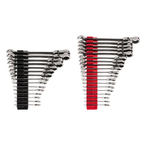 Main product image of Flex Head 12-Point Ratcheting Combination Wrench Set with Modular Wrench Organizer, 34-Piece (1/4-1", 6-24mm)