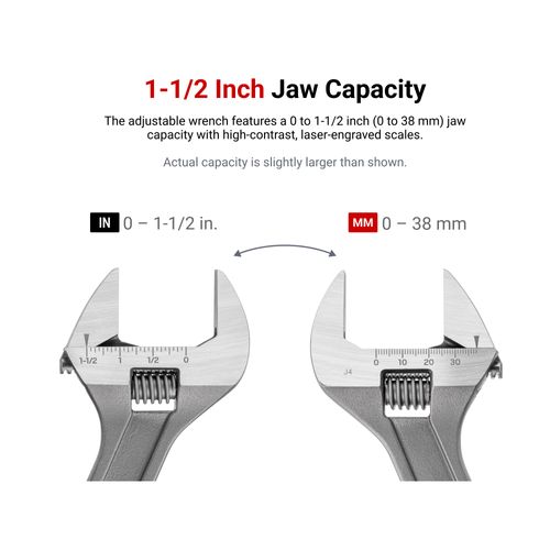Main product image of 9" Wide-Jaw Adjustable Wrench (1-1/2" Capacity)