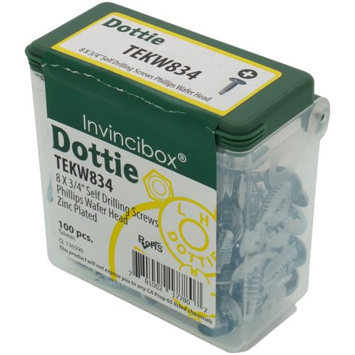 Main product image of #8 x 3/4" Phillips Wafer Head Self Drilling Screw (100 Pack)