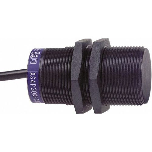 Main product image of Inductive Proximity Sensor, Cylinder, 15 mm Sensing Distance, 24 to 240 VAC/VDC, NPN & PNP, Normally Open, 2-Wire, XS4P30MA230