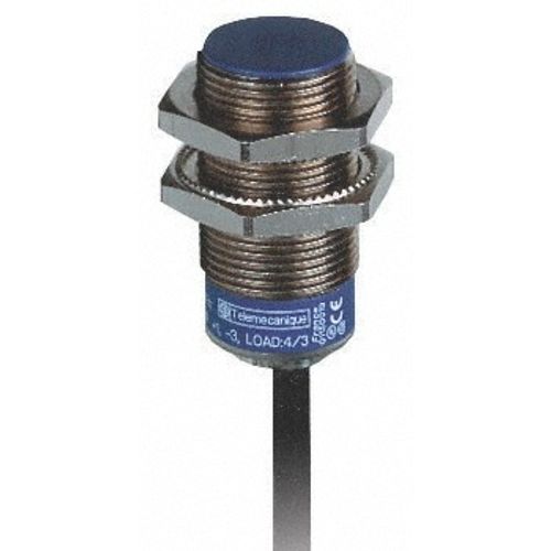 Main product image of Inductive Proximity Sensor, Cylinder Shielded, M18 Body, 0.2" Sensing Distance, 12 to 24 VDC, NPN, Normally Closed, 3-Wire, 2m Cable, XS518B1NBL2