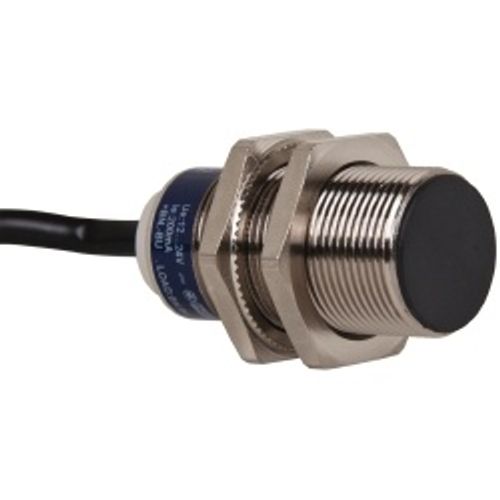 Main product image of Inductive Proximity Sensor, Cylinder Shielded, M18 Body, 0.2" Sensing Distance, 12 to 24 VDC, PNP, Normally Closed, 3-Wire, 2m Cable, XS518B1PBL2