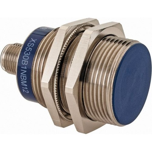 Main product image of Inductive Proximity Sensor, Cylinder Shielded, M30 Body, 0.39" Sensing Distance, 12 to 24 VDC, NPN, Normally Closed, 3-Wire, M12 Connector, XS530B1NBM12