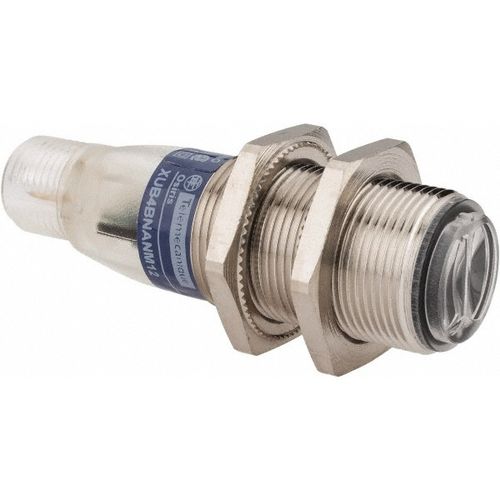 Main product image of Photoelectric Sensor, Diffused, 0.1m Range, 12 to 24 VDC, Dark Operate, NPN NO, M12 Connector, Nickel Plated Brass, XUB4BNANM12