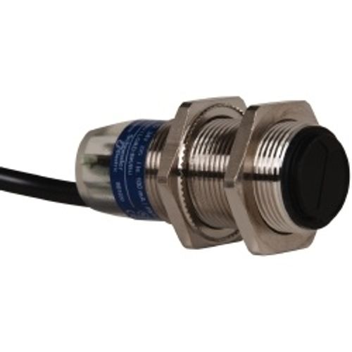 Main product image of Photoelectric Sensor, Diffused, 0.1m Range, 12 to 24 VDC, Dark Operate, NPN NC, 2m Cable, Nickel Plated Brass, XUB4BNBNL2