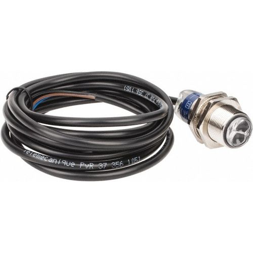Main product image of Photoelectric Sensor, Diffused, 0.1m Range, 12 to 24 VDC, Dark Operate, PNP NO, 2m Cable, Nickel Plated Brass, XUB4BPANL2
