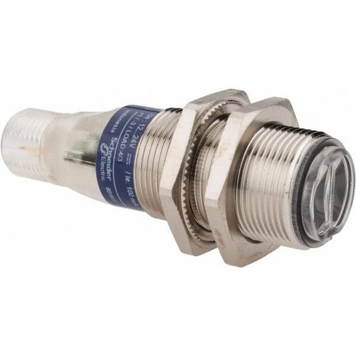 Main product image of Photoelectric Sensor, Diffused, 0.1m Range, 12 to 24 VDC, Dark Operate, PNP NO, M12 Connector, Nickel Plated Brass, XUB4BPANM12