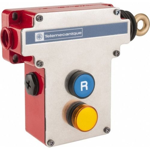 Main product image of Rope Operated Limit Switch, 2NO/2NC, 300 VAC, Cable Pull, Right Hand Operation, Pilot Light, Single Operation, XY2CE1A196