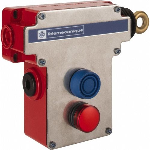 Main product image of Rope Operated Limit Switch, 2NO/2NC, 300 VAC, Rope Pull, Pilot Light, Single Operation, Stainless Enclosure, XY2CE1A296H7